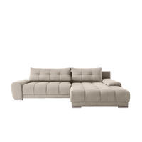 ECKSOFA WAVE Mit Schlaffunktion, Stoff SORO, Hellbeige Rechts - Creme, Holz (281/105cm) - Kaiser Möbel