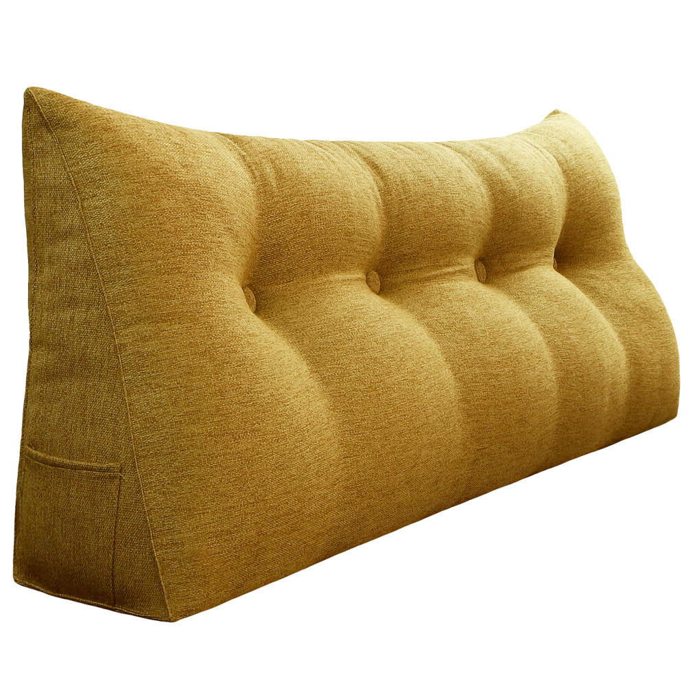 RÜCKENKISSEN für Bett Leinenlook Gelb 120 cm - Gelb, Textil (50/120cm) - Vercart