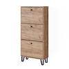 SCHUHKIPPER Siri Goldkraft Eiche 60 x 130 cm mit 3 Klappschubladen - Honigeiche, Holzwerkstoff (130/60/26cm) - Vicco