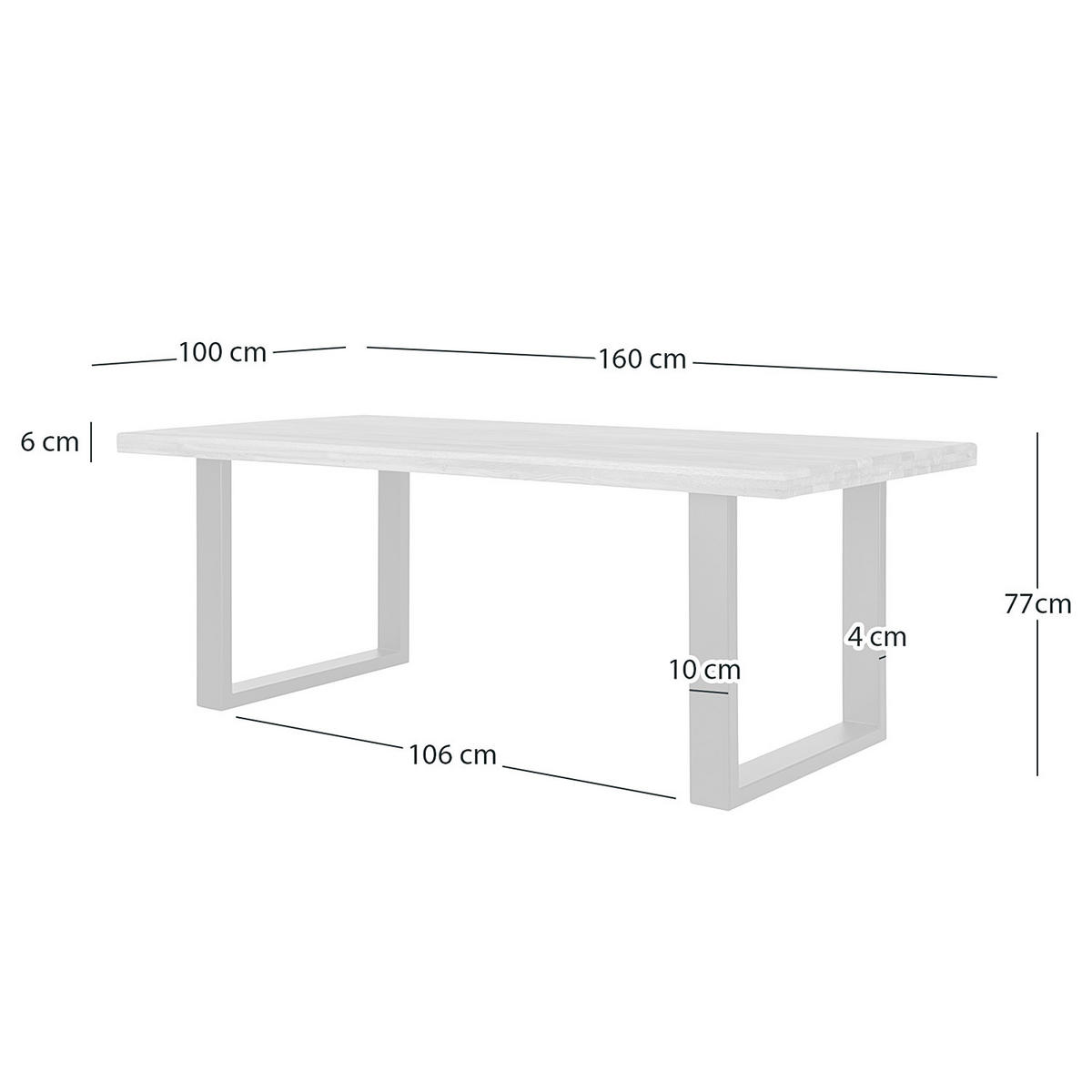 ESSTISCH - Metall / Massivholz - Schwarz - Eichefarben/Schwarz, Holz/Metall (100/160/77cm) - home24