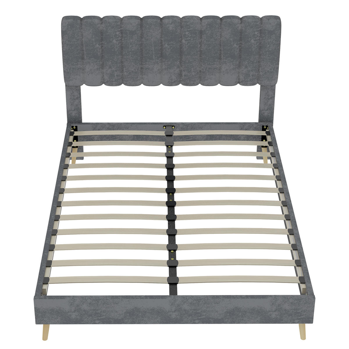 POLSTERBETT 140/200 cm DE-35459 mit Kopfteil Grau - Grau, Metall (140/200cm) - ComfortXL