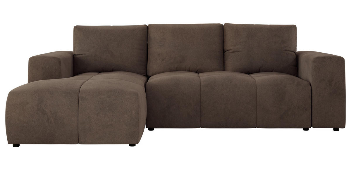 ECKSOFA MONIVA Braun Velvet - Links - Schwarz/Braun, Textil (164/266cm) - MKS