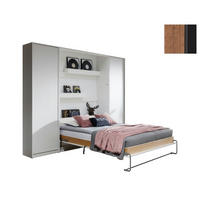 SCHRANKBETT Wandklappbett vetikal VB140x200 mit 2 Schränken - 3-tlg. - Eiche Lancelot & Schwarz - Schwarz/Braun, Holzwerkstoff (140/200cm) - QMM TraumMöbel