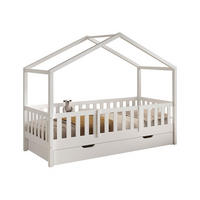 HAUSBETT Kapua 90x200 Bettschublade Rausfallschutz Kiefer massiv weiß - Weiß, Holz (90/200cm) - 58aufmkessel