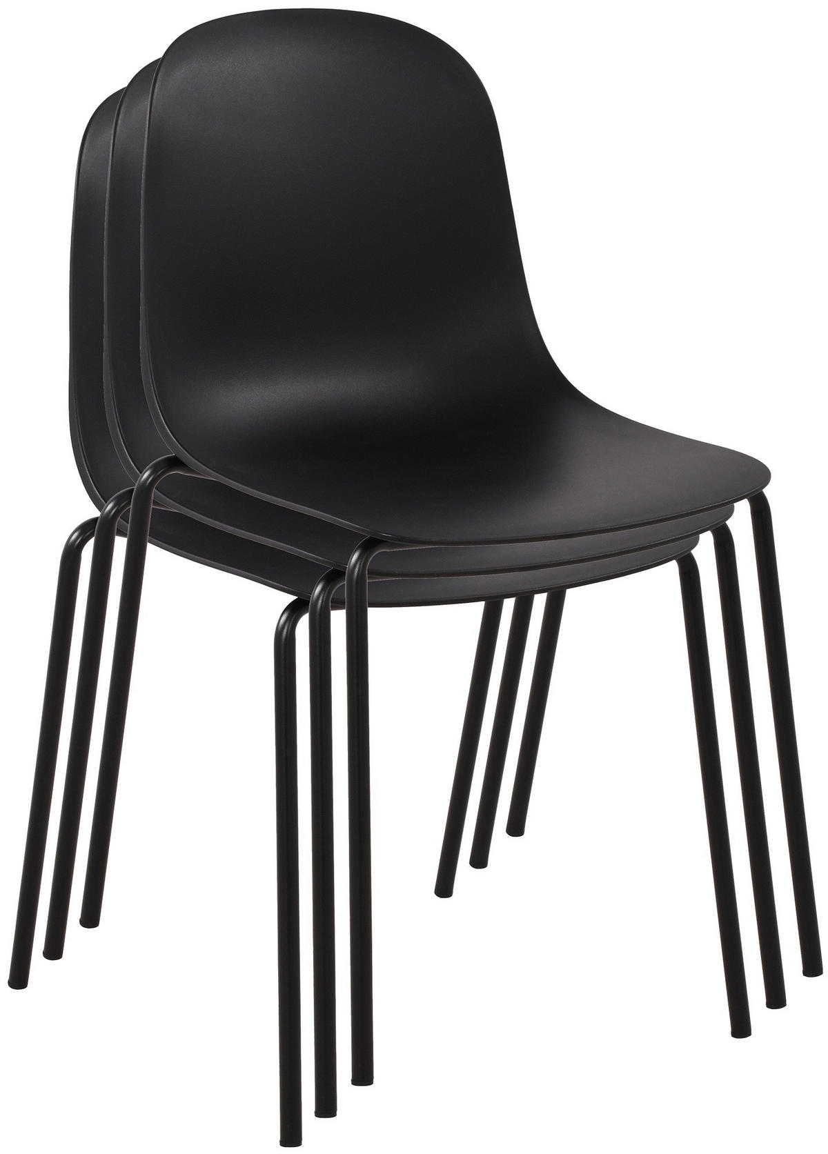 STAPELSTUHL Kunststoff schwarz - Schwarz, Kunststoff/Metall (51/85/53cm) - CLP