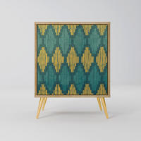 SIDEBOARD POLYGONS, Eichefarben, 57,5x42x75,5 cm, Goldfarbene Metallfüße - Eichefarben/Goldfarben, Holzwerkstoff/Metall (57.5/75.5/42cm) - SpaceRebels