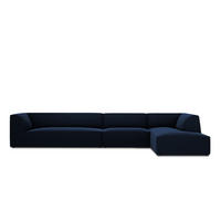 ECKSOFA rechts Ruby aus Samt königsblau 5 Sitzplätze - Blau, Textil (180/366cm) - Micadoni