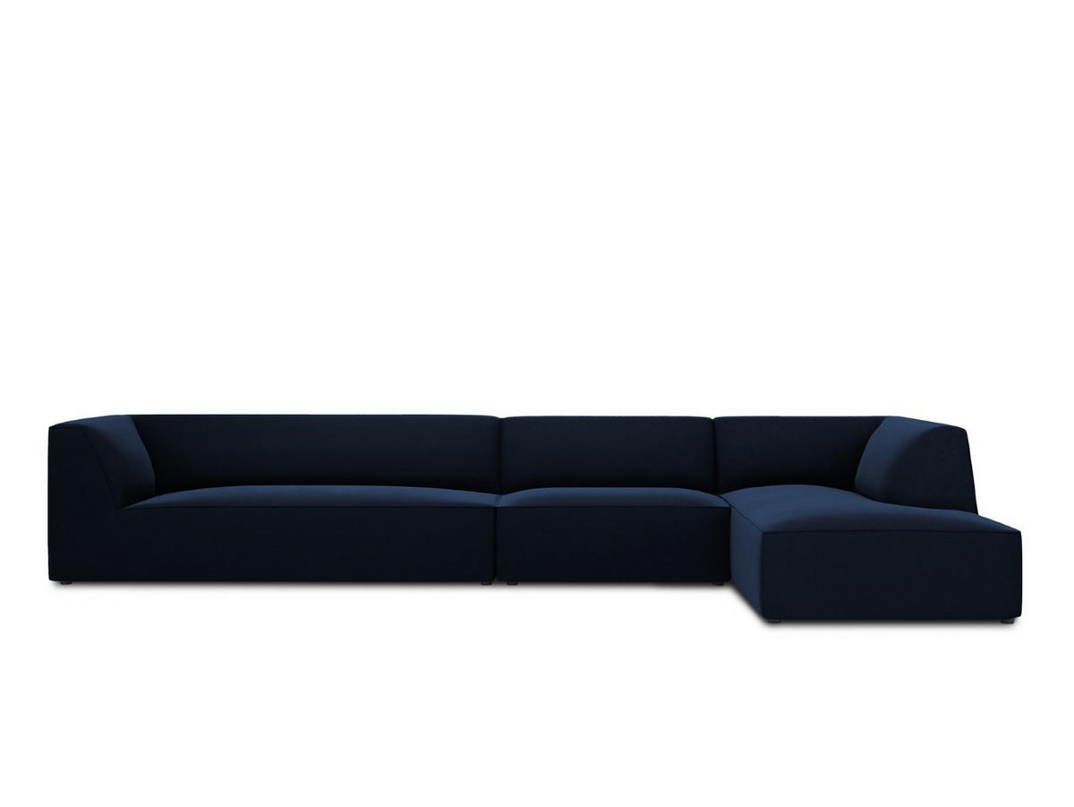ECKSOFA rechts Ruby aus Samt königsblau 5 Sitzplätze - Blau, Textil (180/366cm) - Micadoni