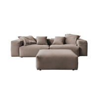 SOFA CELESTE Taupe Cord - Taupe/Schwarz, Kunststoff/Textil (302/72/114cm) - KAWOLA