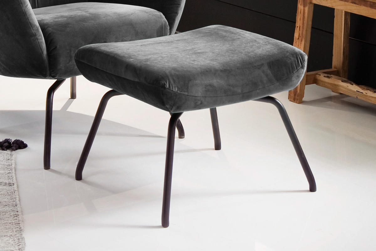 HOCKER LOTTE Grau Velvet - Grau, Textil/Metall (57/44/52cm) - KAWOLA