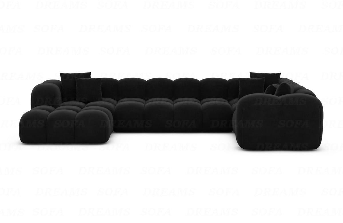 WOHNLANDSCHAFT Cloud Schwarz Samtstoff - Schwarz, Kunststoff (314/72/184cm)