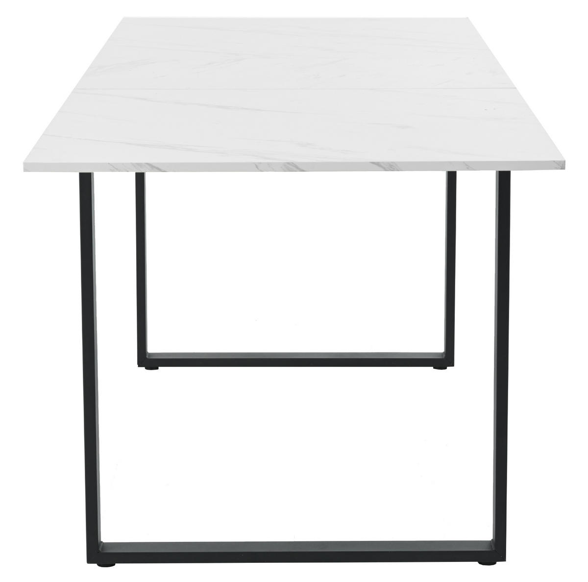 AUSZIEHTISCH 140/80/75 cm in Weiß mit Marmoroptik & Metallgestell - Weiß, Holzwerkstoff (180/80/75cm) - BEAOK