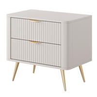 NACHTTISCH Beige Lena Geriffelt Auf Goldenen Beinen - Beige, Holzwerkstoff (63/55/38cm) - Sepro Meble