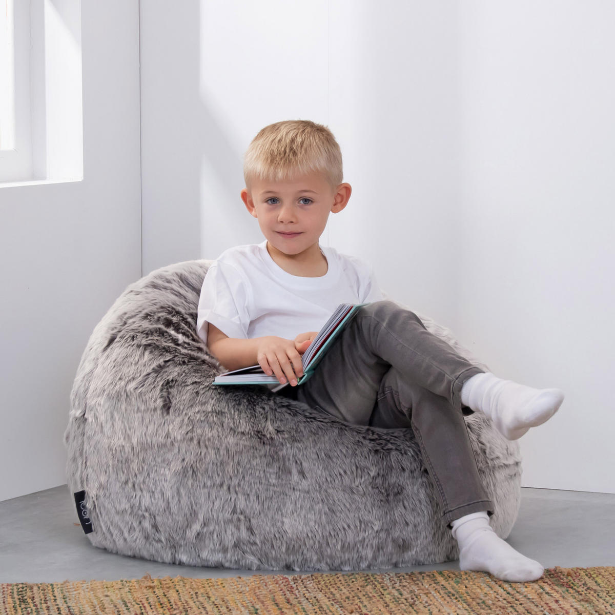 SITZSACK aus Kunstfell für Kinder - Grau, Kunststoff (65/45/65cm) - icon