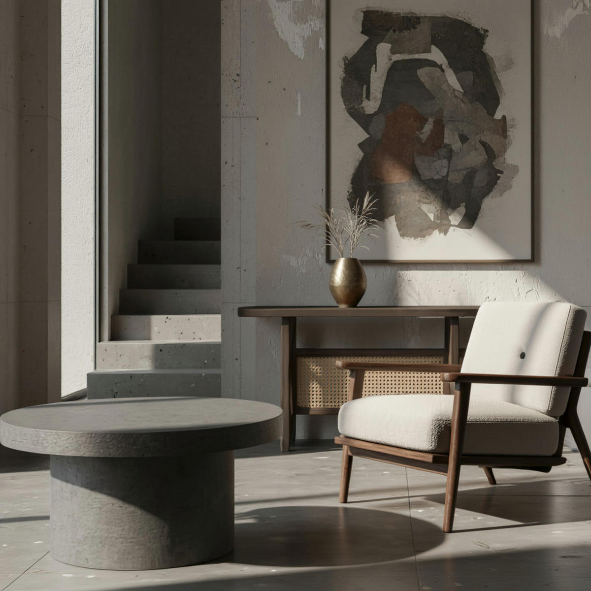 COUCHTISCH rund in Stein-Optik – moderner Look in Grau, Grau 60x60x30 cm - Grau, Holzwerkstoff (60/60/30cm) - KADIMA DESIGN