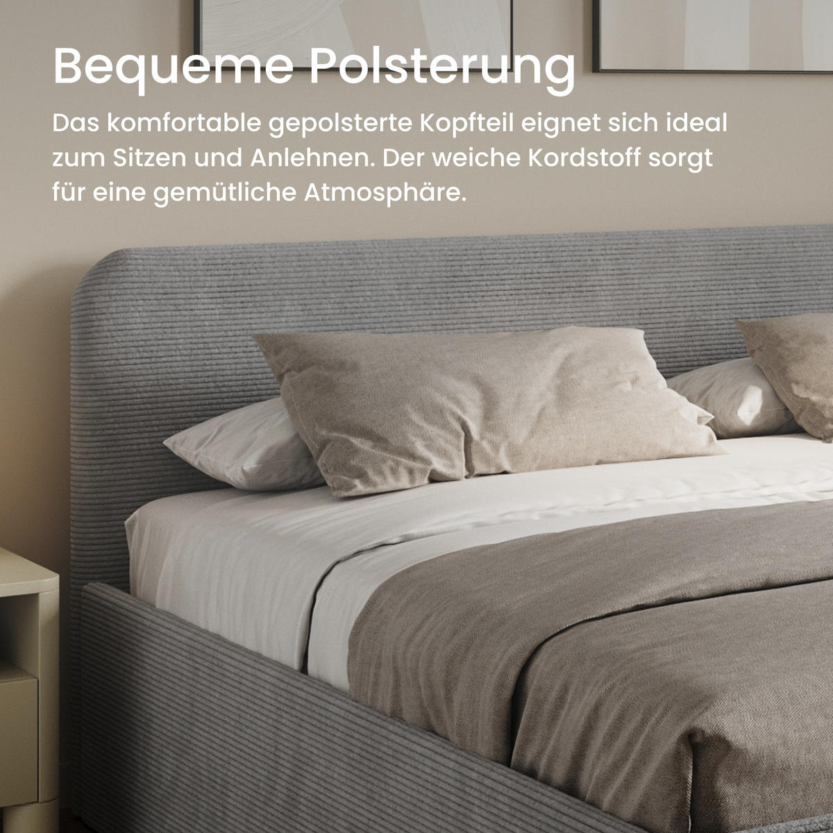 POSLTERBETT mit Bonnell-Matratze 200x200 cm in Grau - Grau, Holzwerkstoff/Textil (200/200cm) - Home Collective