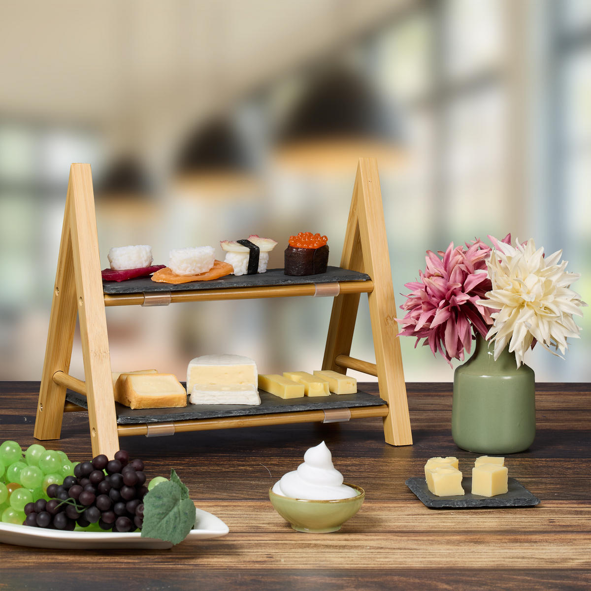 ETAGERE - Multicolor, Holz/Stein (27.5/27cm) - Relaxdays