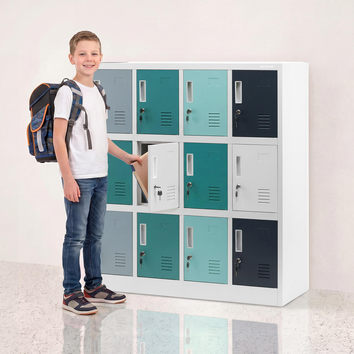 SCHLIESSFACHSCHRANK OLA 120x109x45 cm - Blaugrau, Metall (109/120/45cm) - Jan Nowak