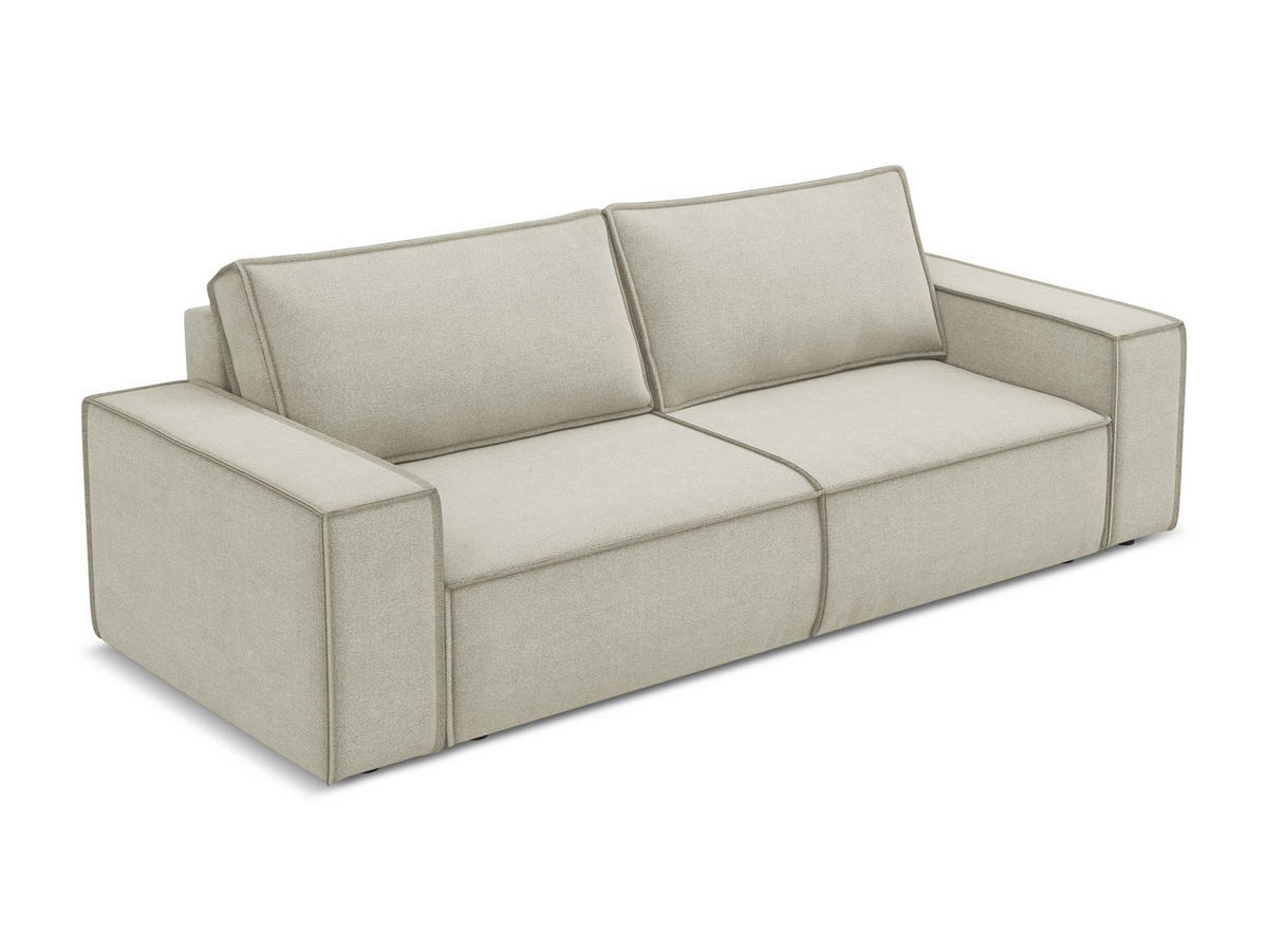 3-SITZER SOFA mit Schlaffunktion Strukturstoff Stoff Beige - Beige/Creme, Kunststoff/Textil (255/85/105cm) - Makamii