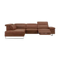 ECKSOFA Virage Echtleder mit 1 x Relaxfunktion Cognacbraun - Cognac, Leder/Metall (263/232cm)