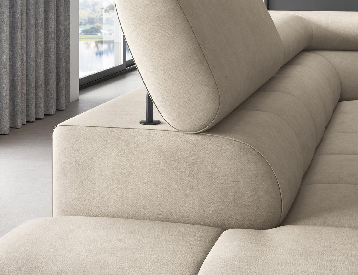 ECKSOFA Ferrucio L - Beige (Aura 18) - Beige, Holzwerkstoff (276/200cm) - Möblo