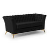 CHESTERFIELD-SOFA 2-sitzer Whitby Schwarz Samt mit goldenen Füßen - Goldfarben/Schwarz, Holz/Textil (175/78/82cm) - S-Style Möbel