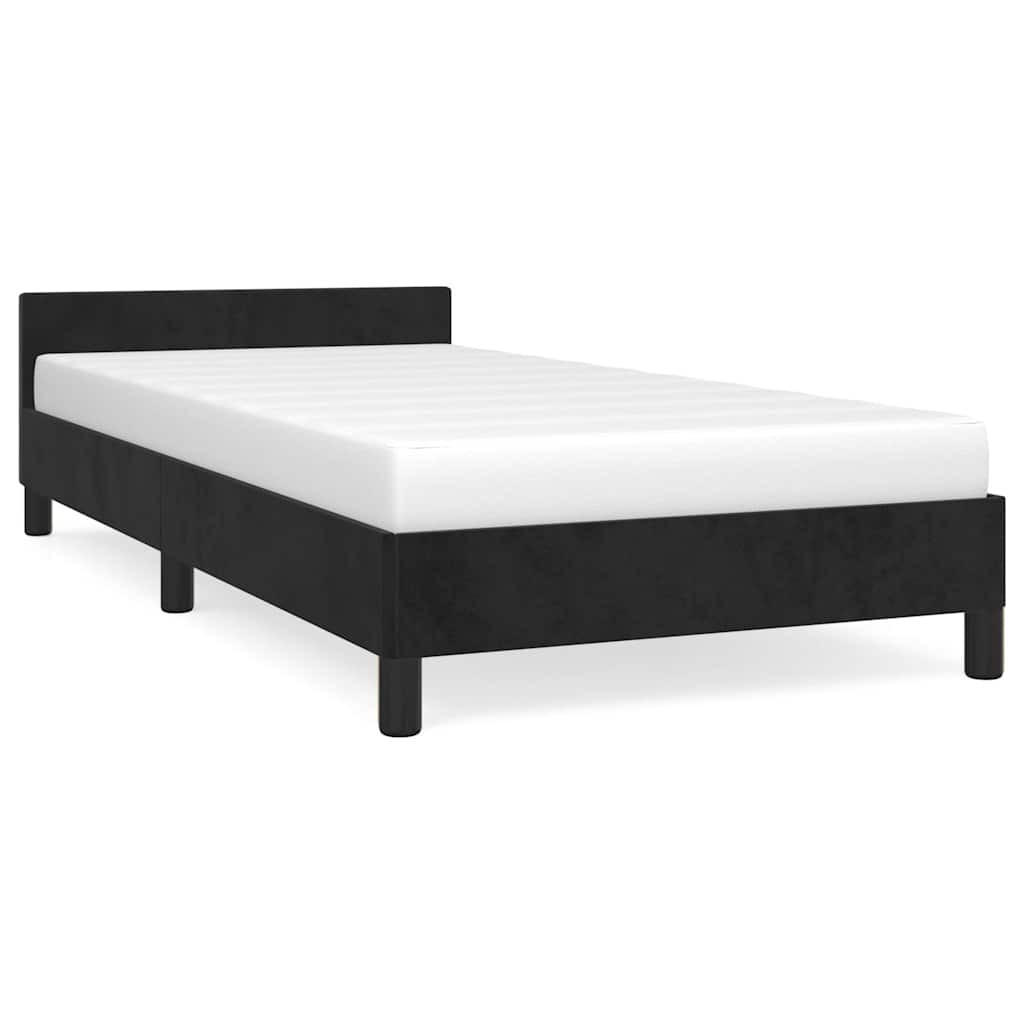 BETTGESTELL Mit Kopfteil Ohne Matratze Schwarz 90/200 Cm Samt - Schwarz, Holz (90/200cm) - vidaXL