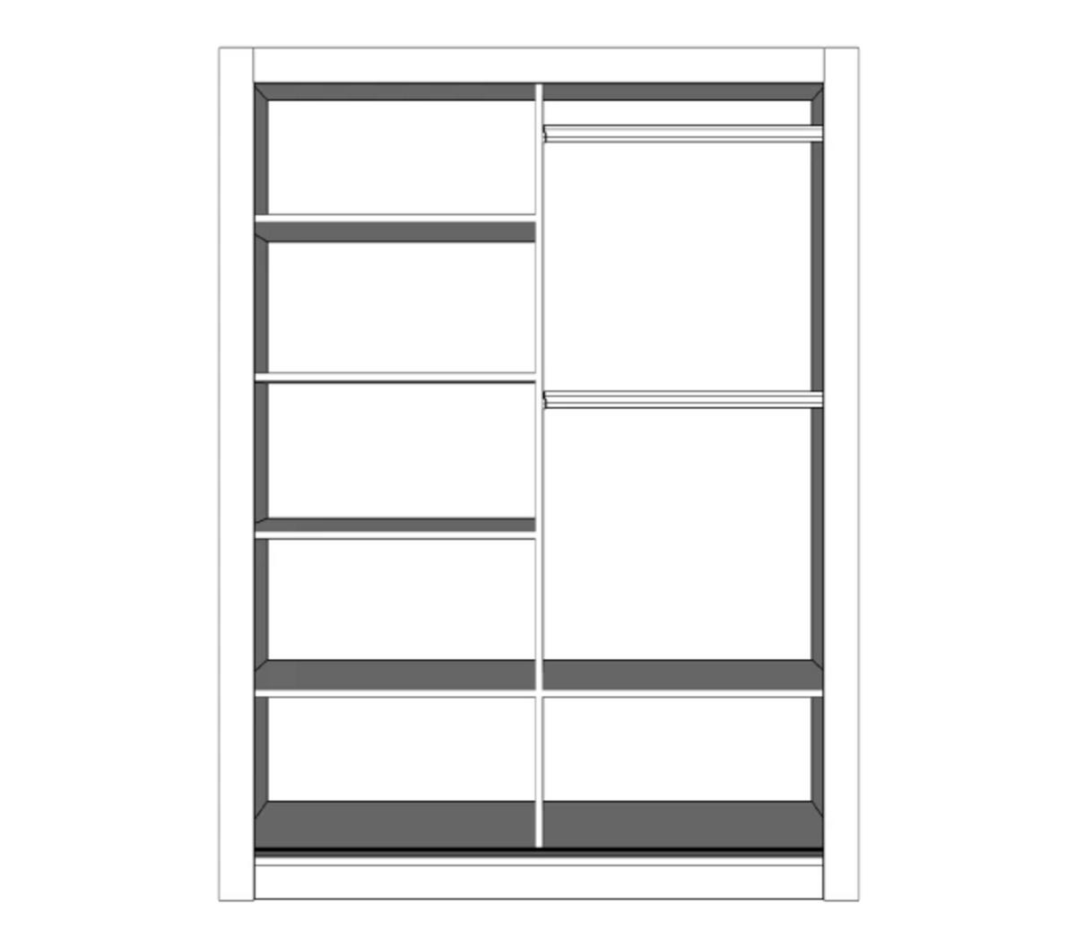 SCHIEBETÜRENSCHRANK - Milko 180 Grau - Grau, Holzwerkstoff/Metall (180/215/64cm) - Möblo