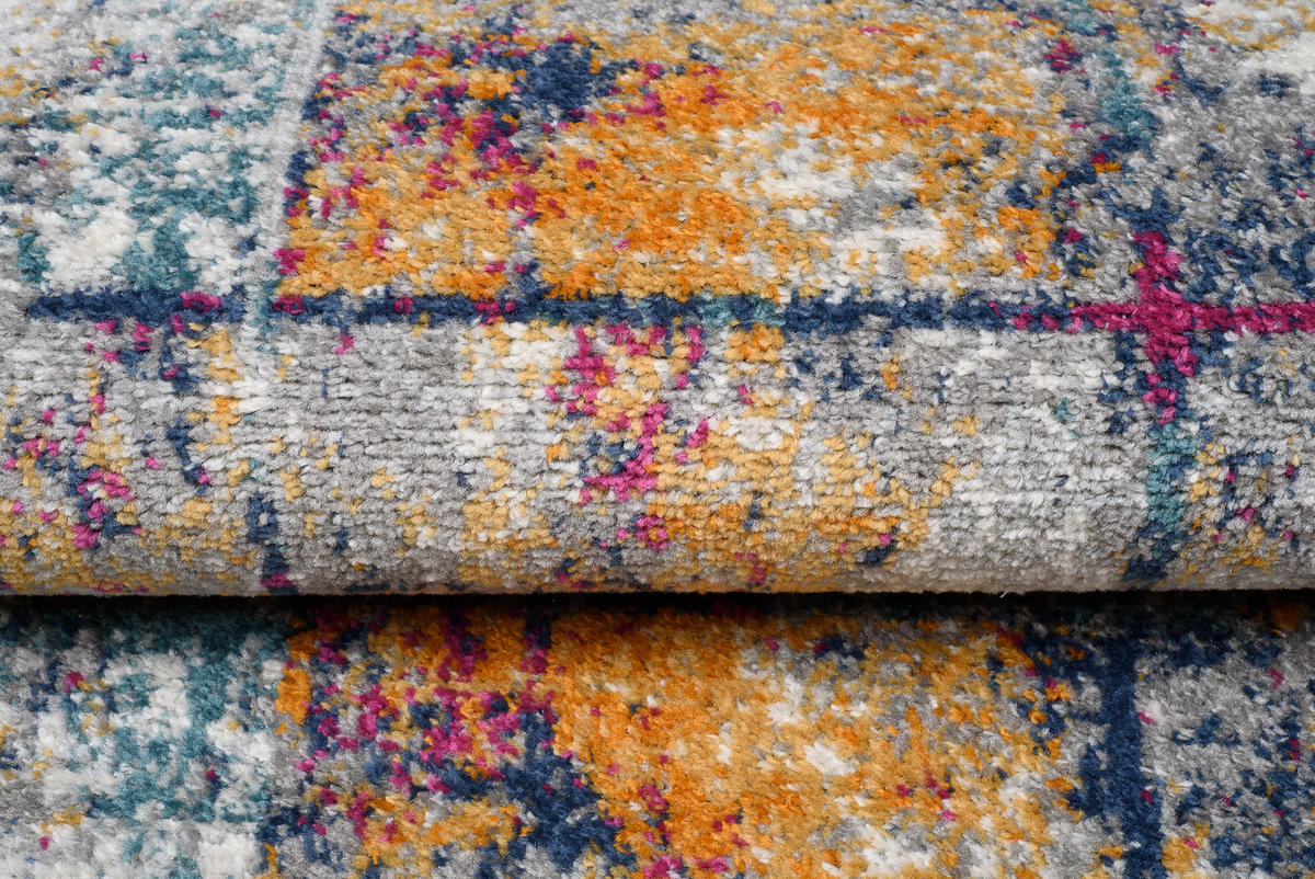 TEPPICHLÄUFER LAZUR Weiß Dunkelblau 70/1200 cm - Multicolor, Textil (70/1200cm) - Tapiso