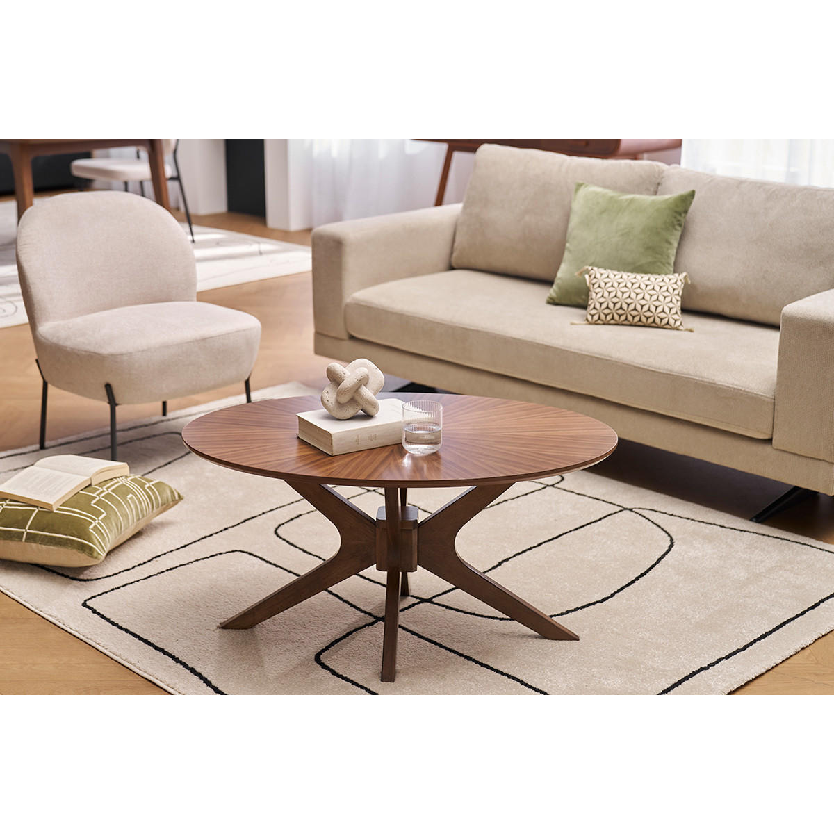 COUCHTISCH Oval Walnuss Dunkel L90 DIELLI - Walnussfarben, Holz (90/60/45cm) - Miliboo