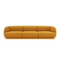SOFA Miley aus Samt gelb 3 Sitzplätze - Gelb, Textil (90/70/255cm) - Micadoni