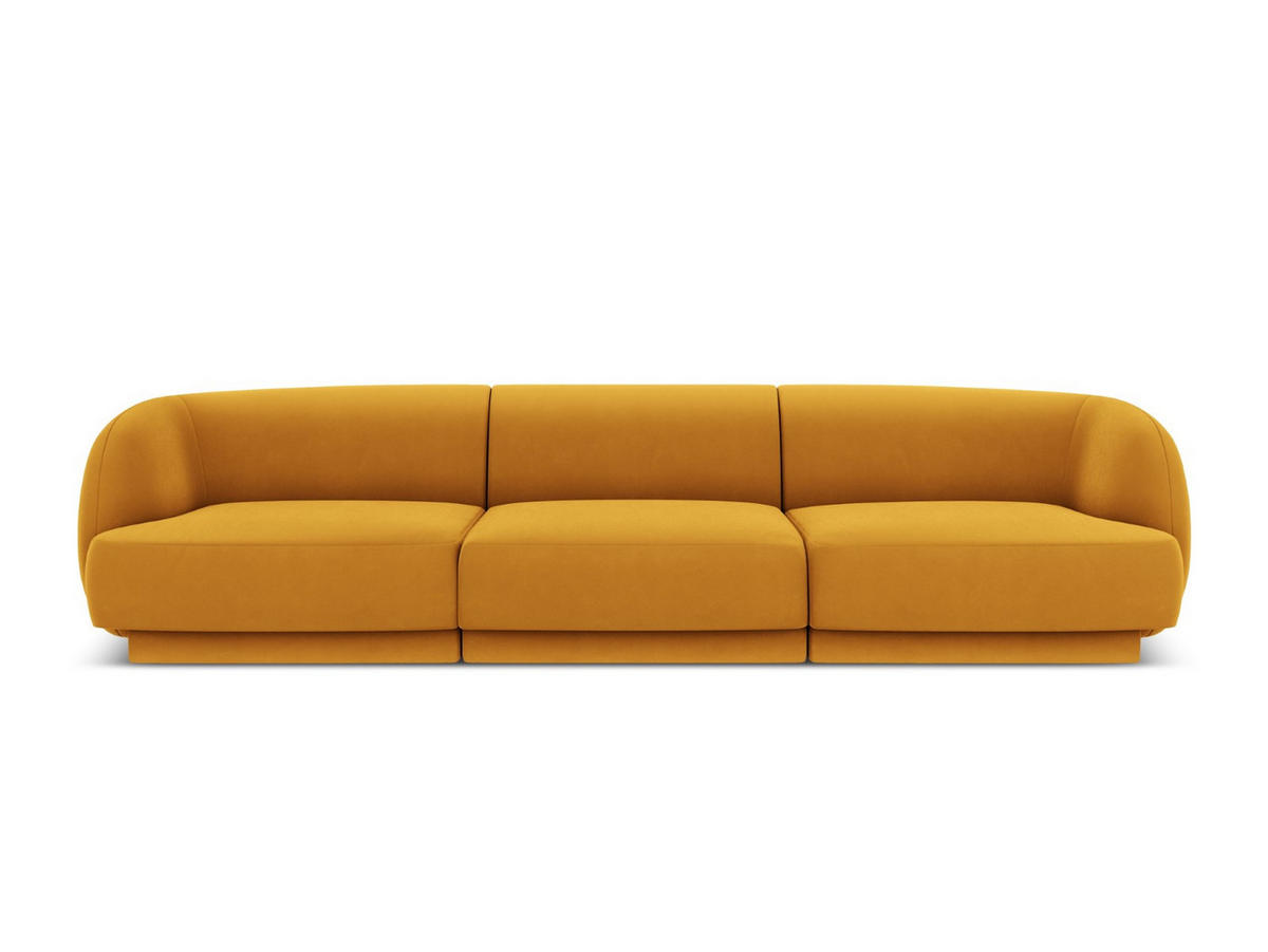 SOFA Miley aus Samt gelb 3 Sitzplätze - Gelb, Textil (90/70/255cm) - Micadoni