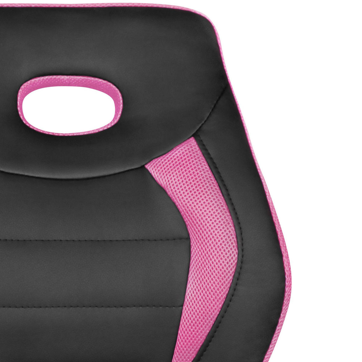 JUGENDDREHSTUHL Hohe Rückenlehne Schulterstütze Kunstleder Mesh, Rosa 63x63x103 cm - Schwarz/Rosa, Kunststoff/Textil (63/103/63cm) - KADIMA DESIGN