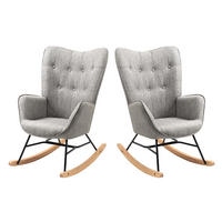 SCHAUKELSTUHL 2er-Set, Metall, Grau - Grau, Holz/Textil (66/97/84cm) - Meubles Cosy