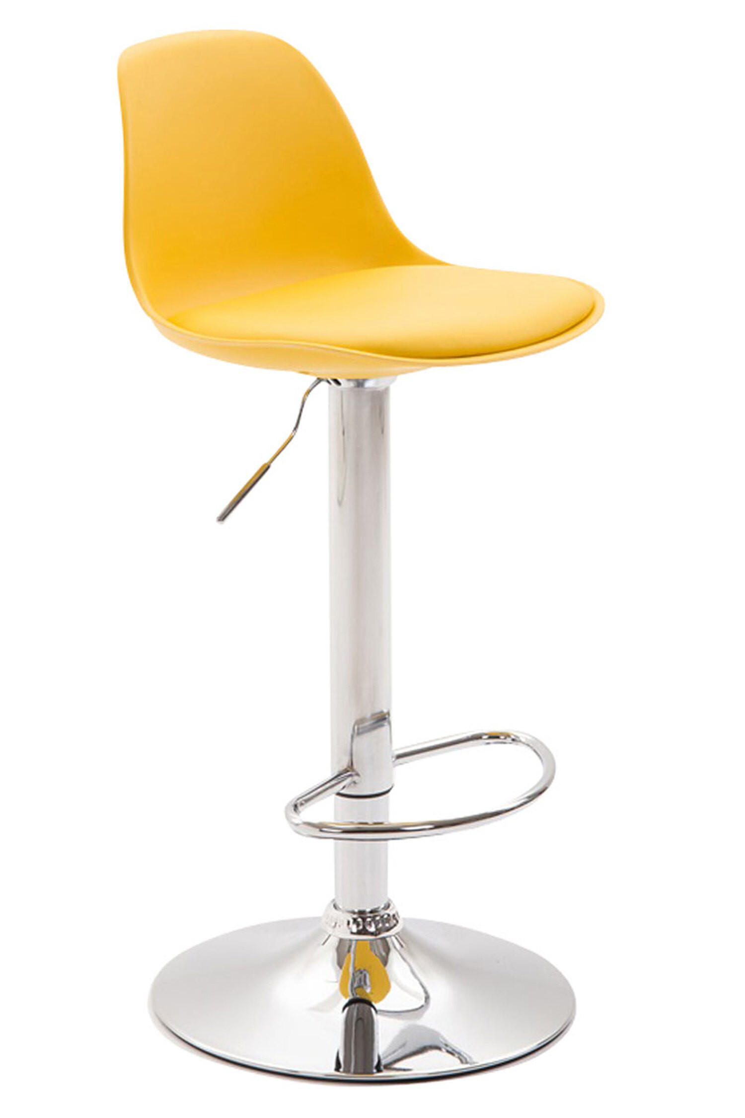 BARHOCKER Kilian, Gestell Metall in Chromoptik, Kunstleder Gelb - Chromfarben/Gelb, Kunststoff/Textil (39/100/43cm) - TPFLiving