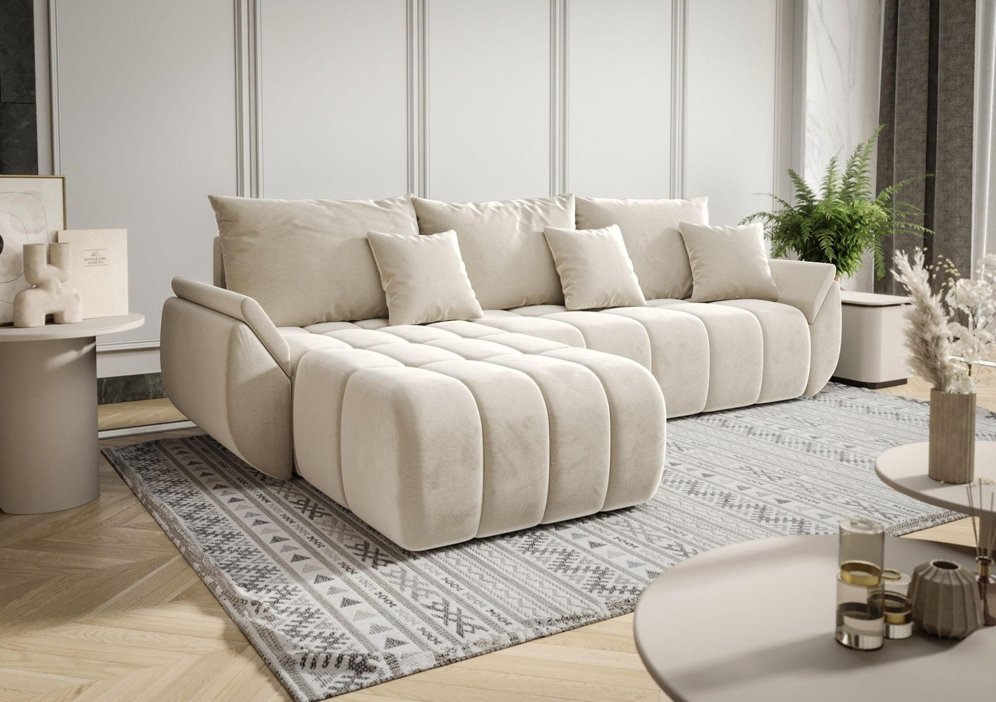 ECKSOFA Osaka - Creme, Holzwerkstoff/Textil (280/185cm) - Fun Möbel