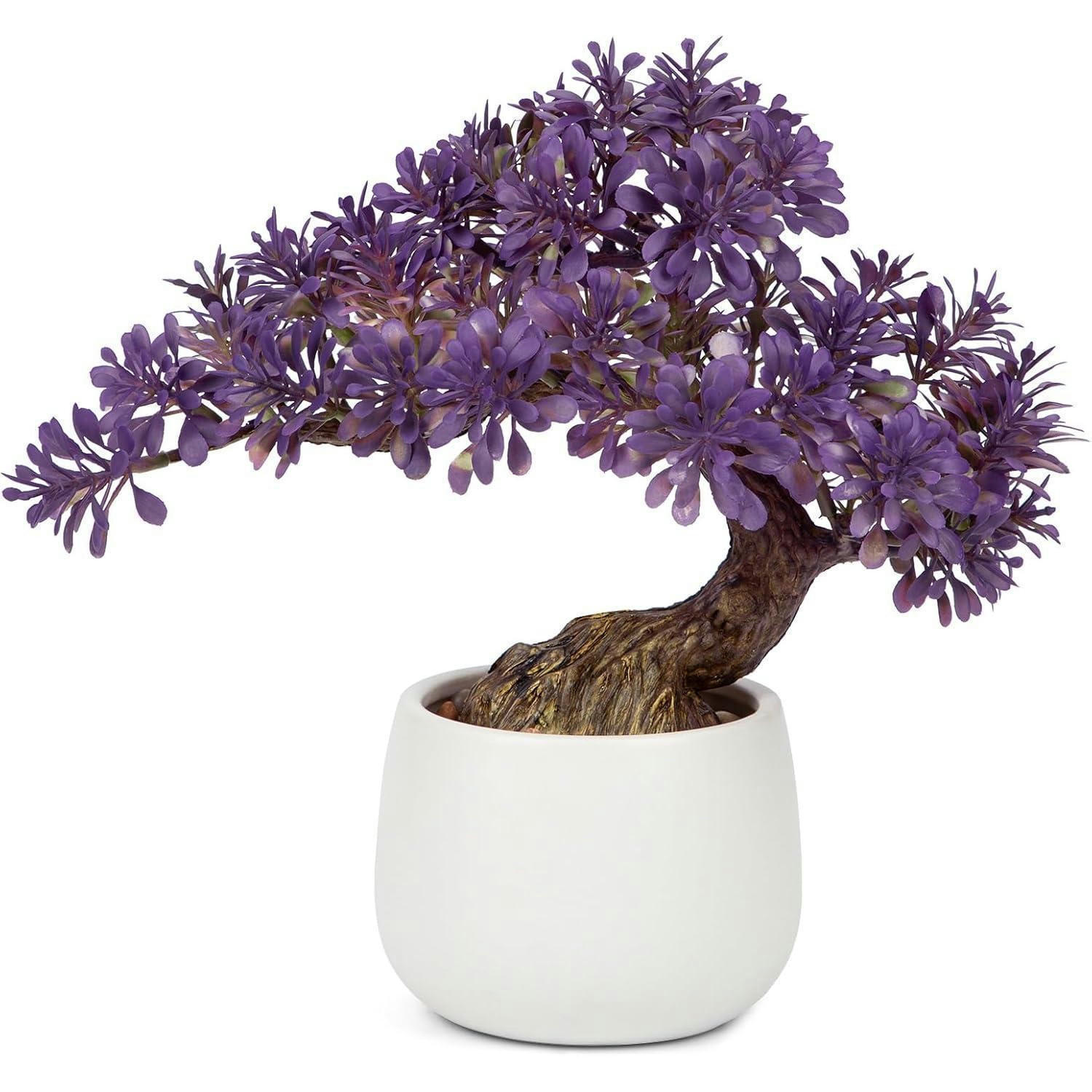 KUNSTPFLANZE Bonsai Baum 25 cm Lila im Keramiktopf - Lila, Keramik (11cm)