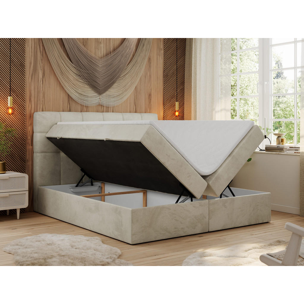 Thumbnail - MKS Boxbett, Beige, Textil, 2-Sitzer, H4, Rechteckig, 200x200 cm, Schlafzimmer, Betten, Boxspringbetten