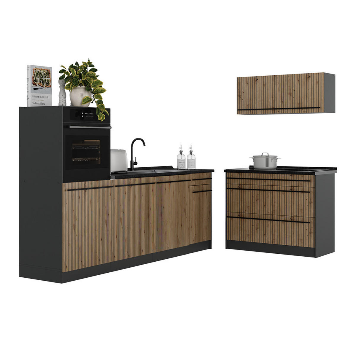 KUCHYNSKÝ KÚT R-Line, Remeselný dub/antracitová, 220 cm Goldkraft tammi työtaso - antracitová/dub artisan, kompozitné drevo (220/143/60cm) - Vicco