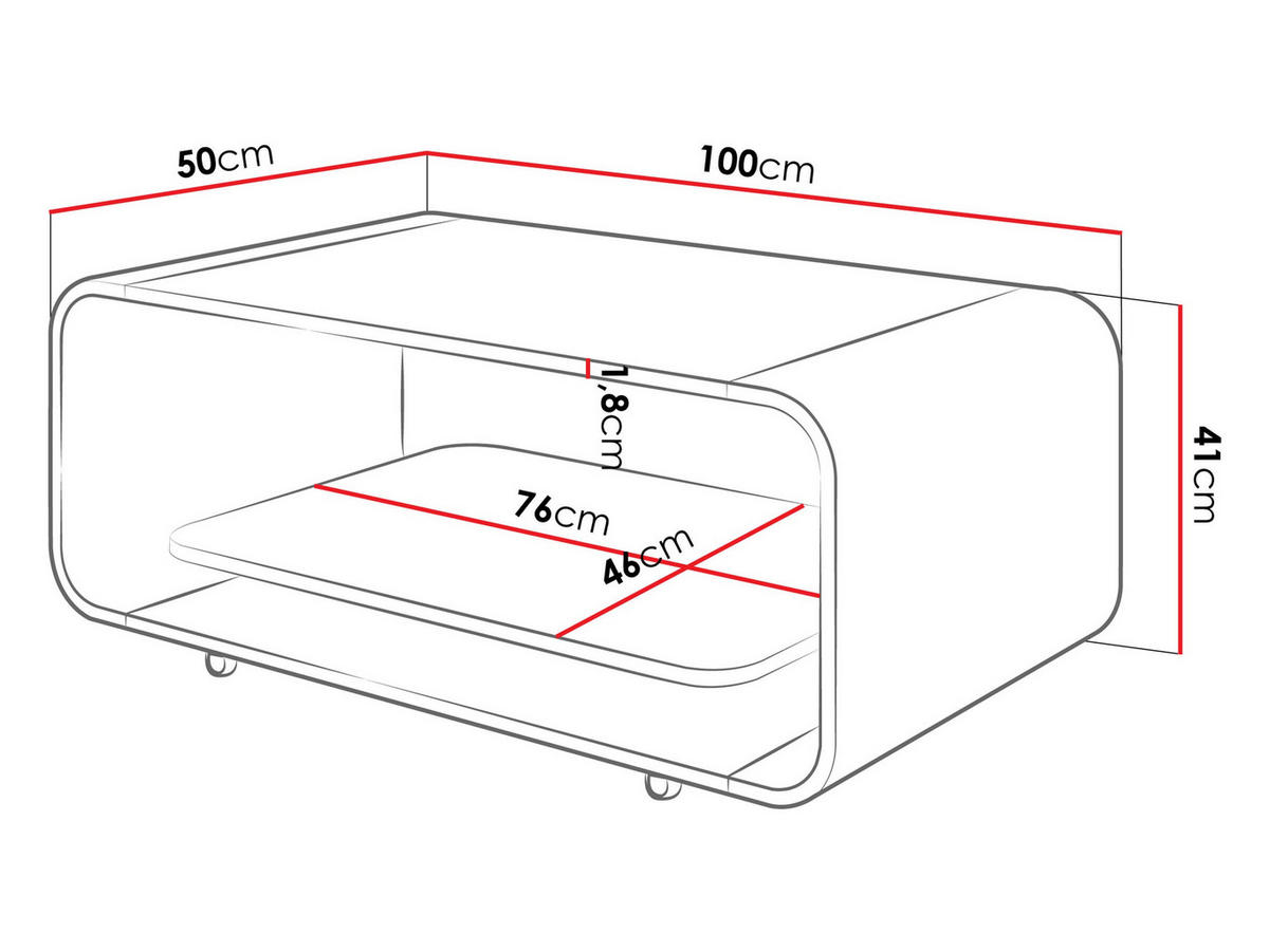 COUCHTISCH Elio - Anthrazit/Schwarz, Holzwerkstoff (100/50/41cm) - MIRJAN24