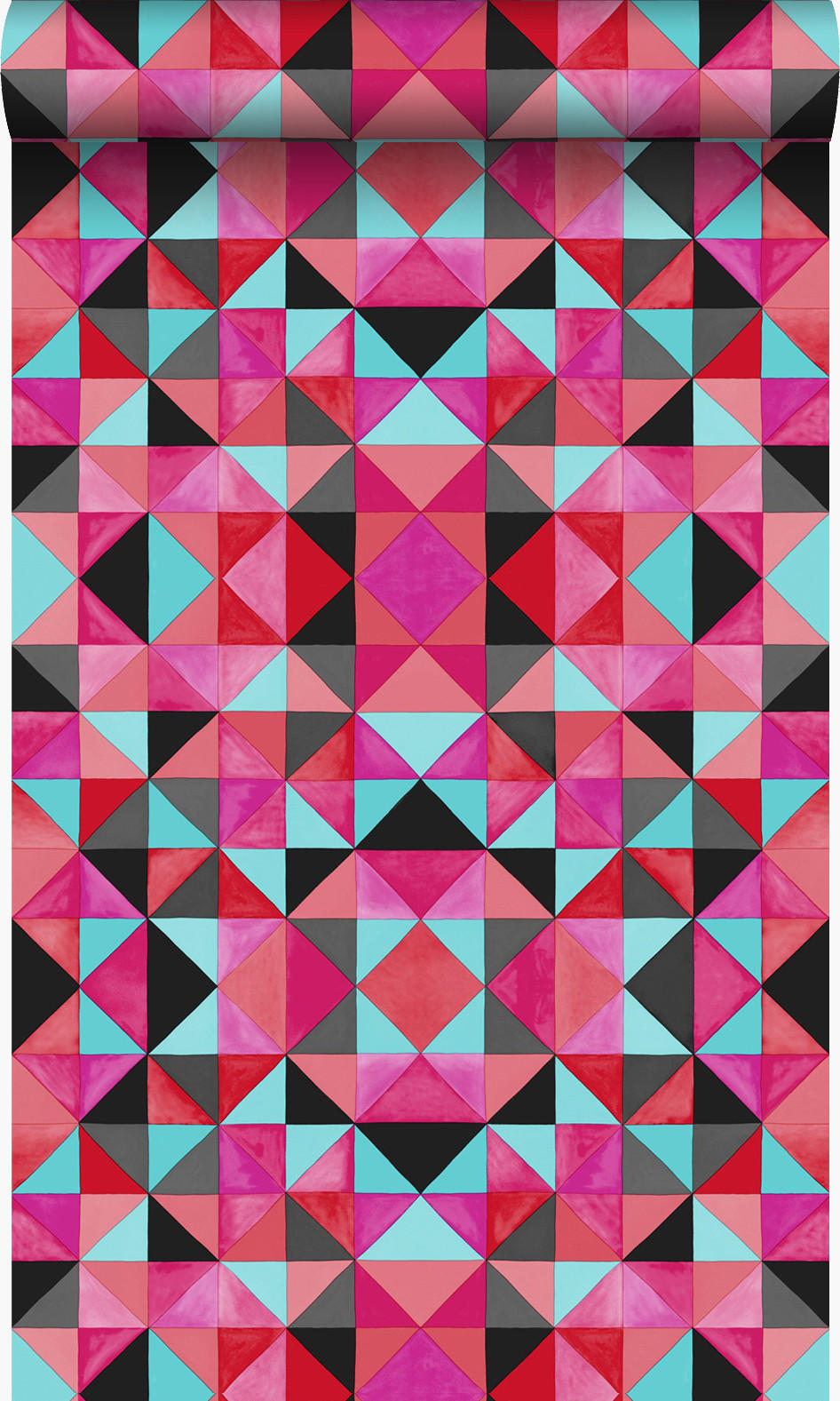 TAPETE kubistisches Muster 53 cm x 10.05 m - Rot, Papier (53/1000cm) - Origin Wallcoverings