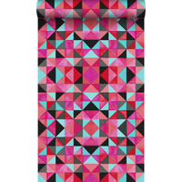 TAPETE kubistisches Muster 53 cm x 10.05 m - Rot, Papier (53/1000cm) - Origin Wallcoverings
