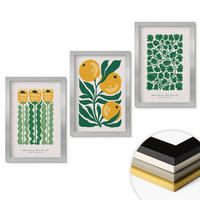 WANDBILDER 3er Set - 20x30 cm Silberner Rahmen - Pflanzenmuster Blüten Blätter - Silberfarben, Kunststoff (20/30cm) - ArtPrintCave