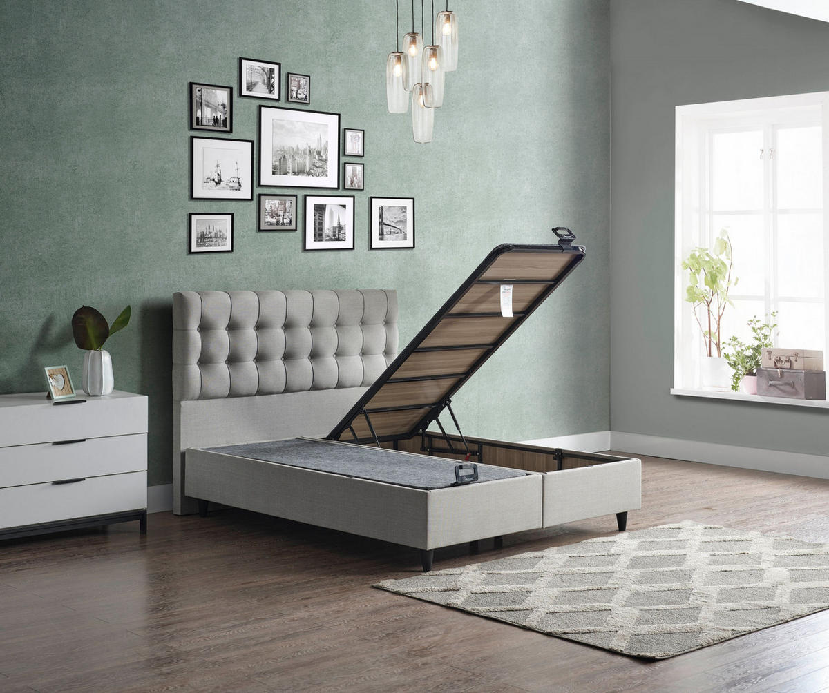 POLSTERBETT-SET Chester 180x200 Grau - Bett inkl. Matratze - Grau, Metall (180/200cm) - Villa Möbel