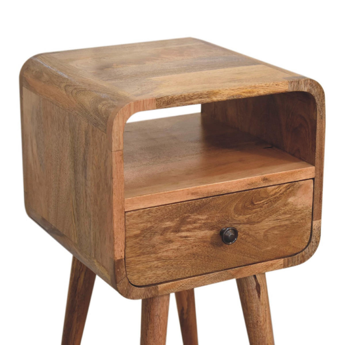 NACHTTISCH mit offenem Fach - Messingfarben/Braun, Holz/Metall (30/55/30cm) - Artisan Furniture