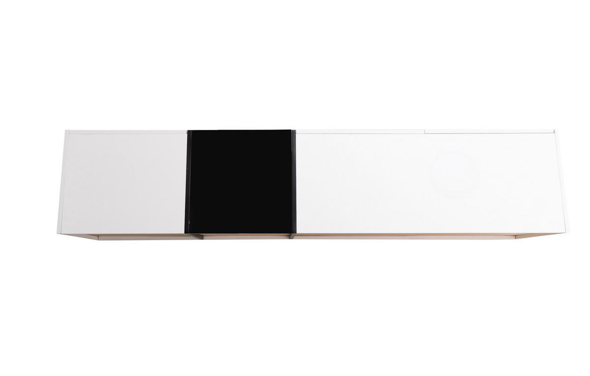 TV-ELEMENT 190 cm Hochglanz Weiß Schwarz mit Schubladen und offenen Fächern - Weiß, Holzwerkstoff (40/42/190cm) - Korfee