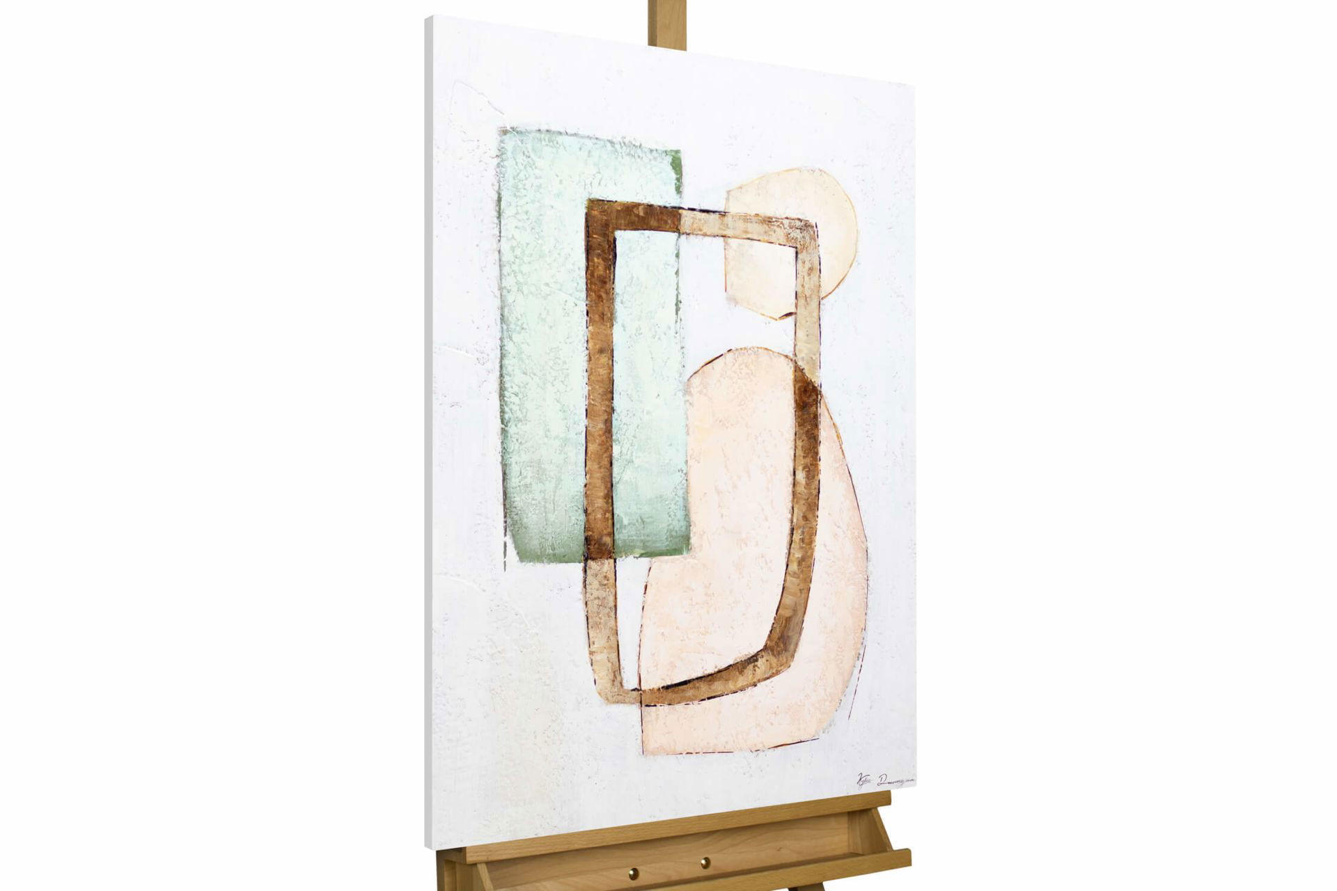 KUNSTLOFT RUČNĚ MALOVANÝ AKRYLOVÝ OBRAZ ZELENÝ/RŮŽOVÝ, 60/90 CM