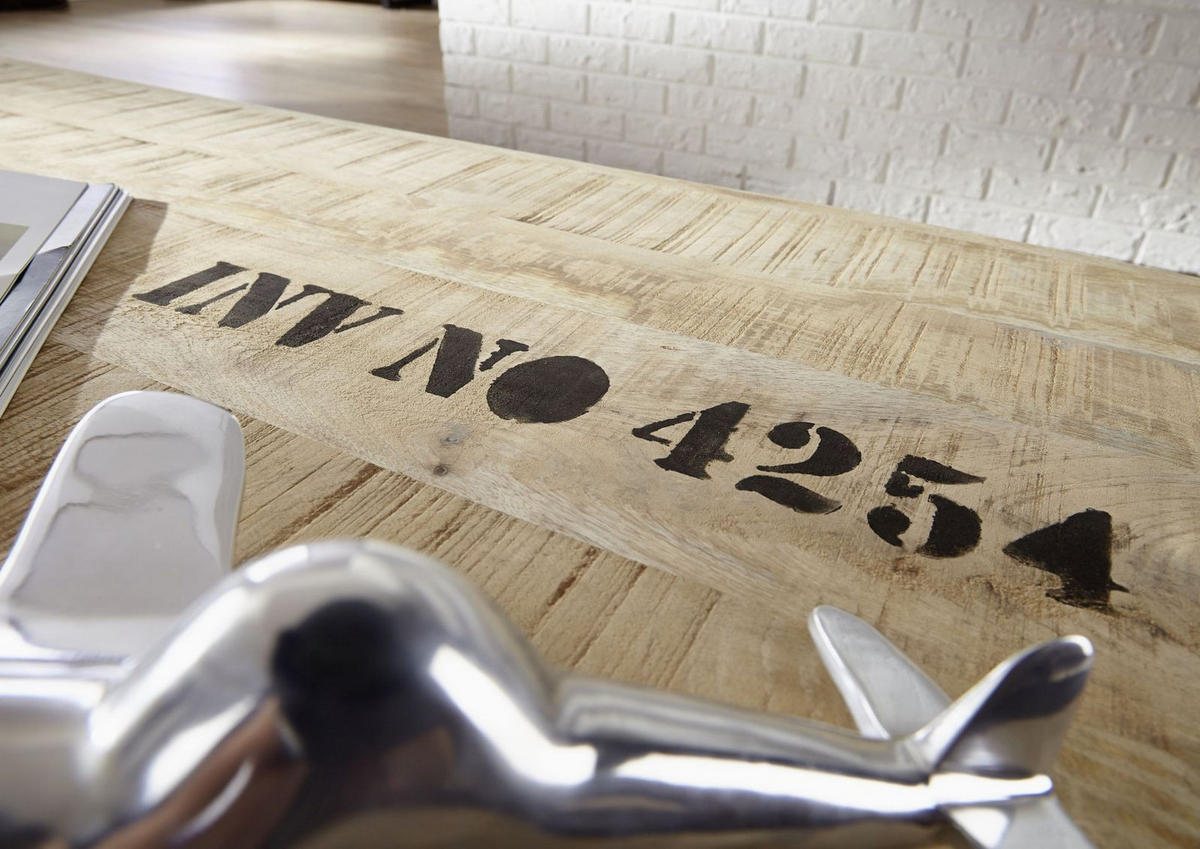 COUCHTISCH Mango 140x80x40 natur bedruckt FACTORY #126 - Naturfarben, Holz (140/80/40cm) - Massivmoebel24