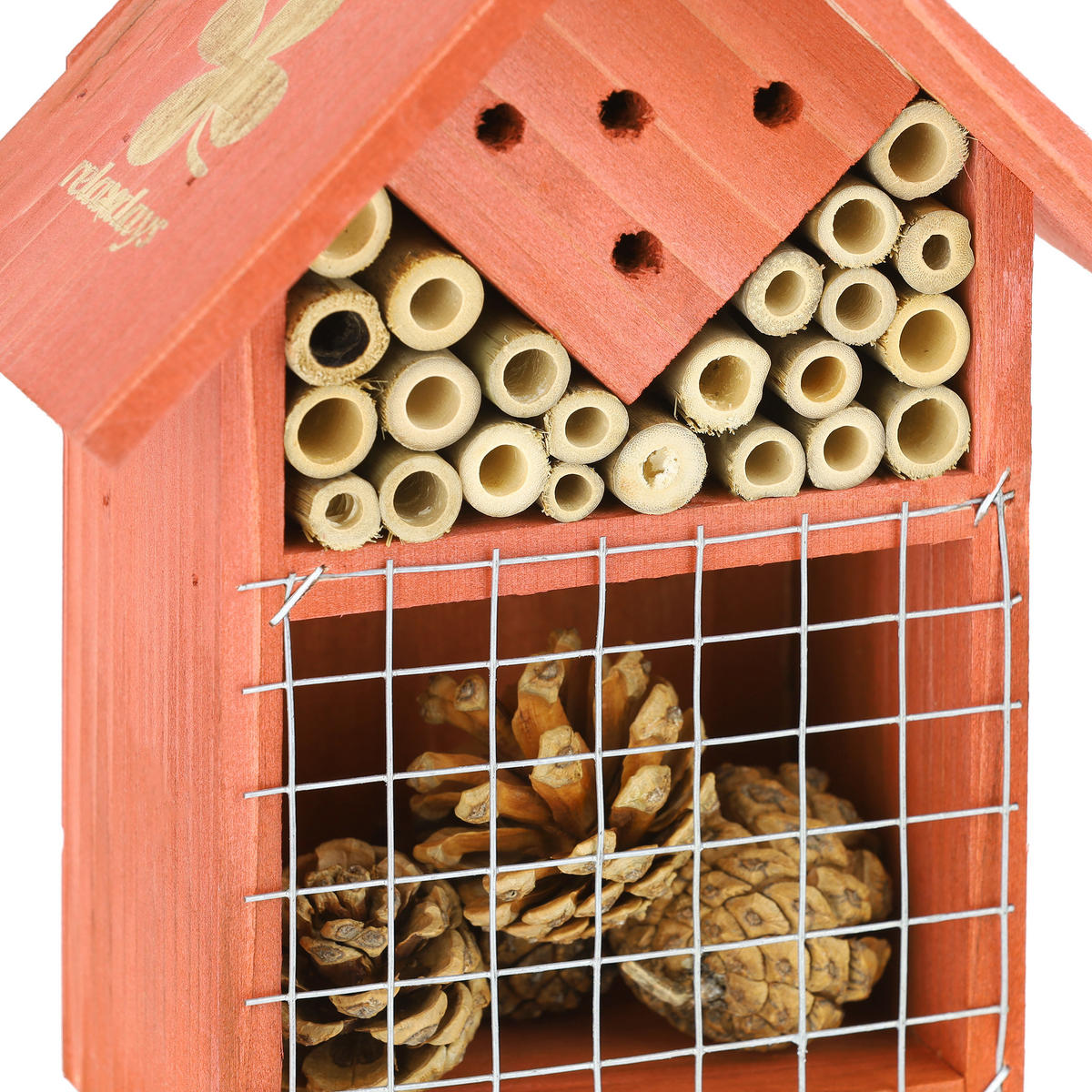 INSEKTENHOTEL - Orange, Holz (17.5/21/9cm) - Relaxdays