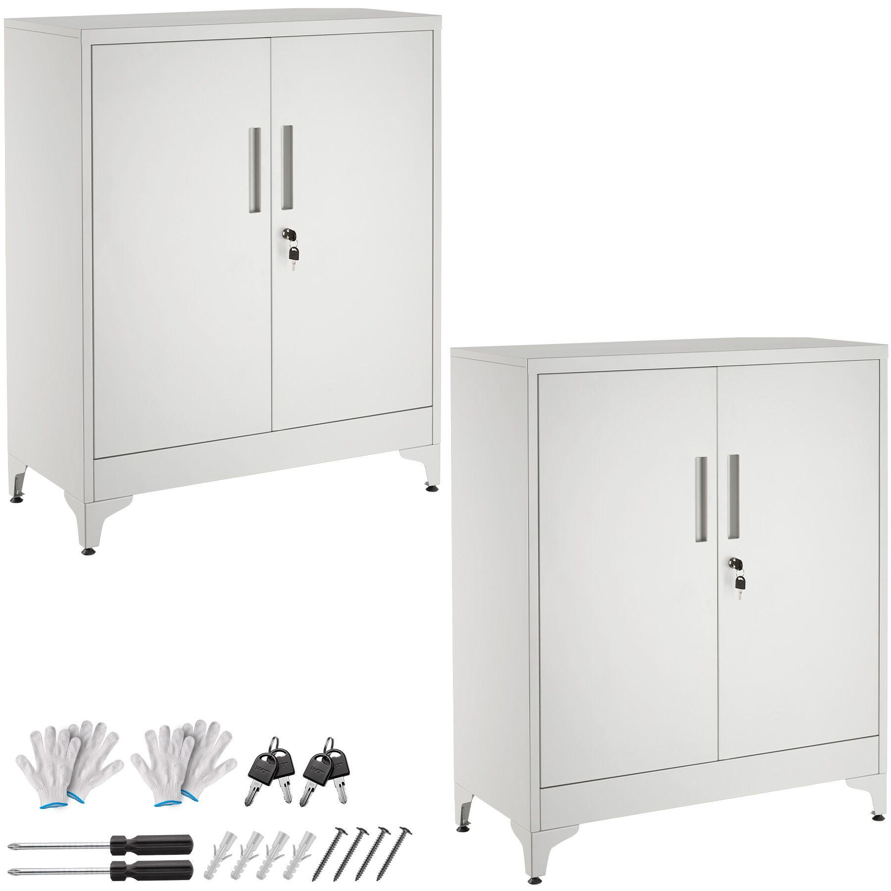AKTENSCHRANK Blake, Kippschutz, höhenverstellbare Füße, grau - Grau, Metall (80/100/40cm) - tectake